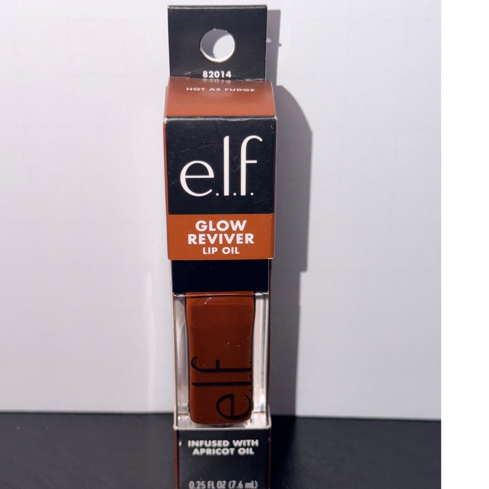ELF Glow Reviver Lip Oil Hot As Fudge 82014 Brown High Shine Gloss NIB